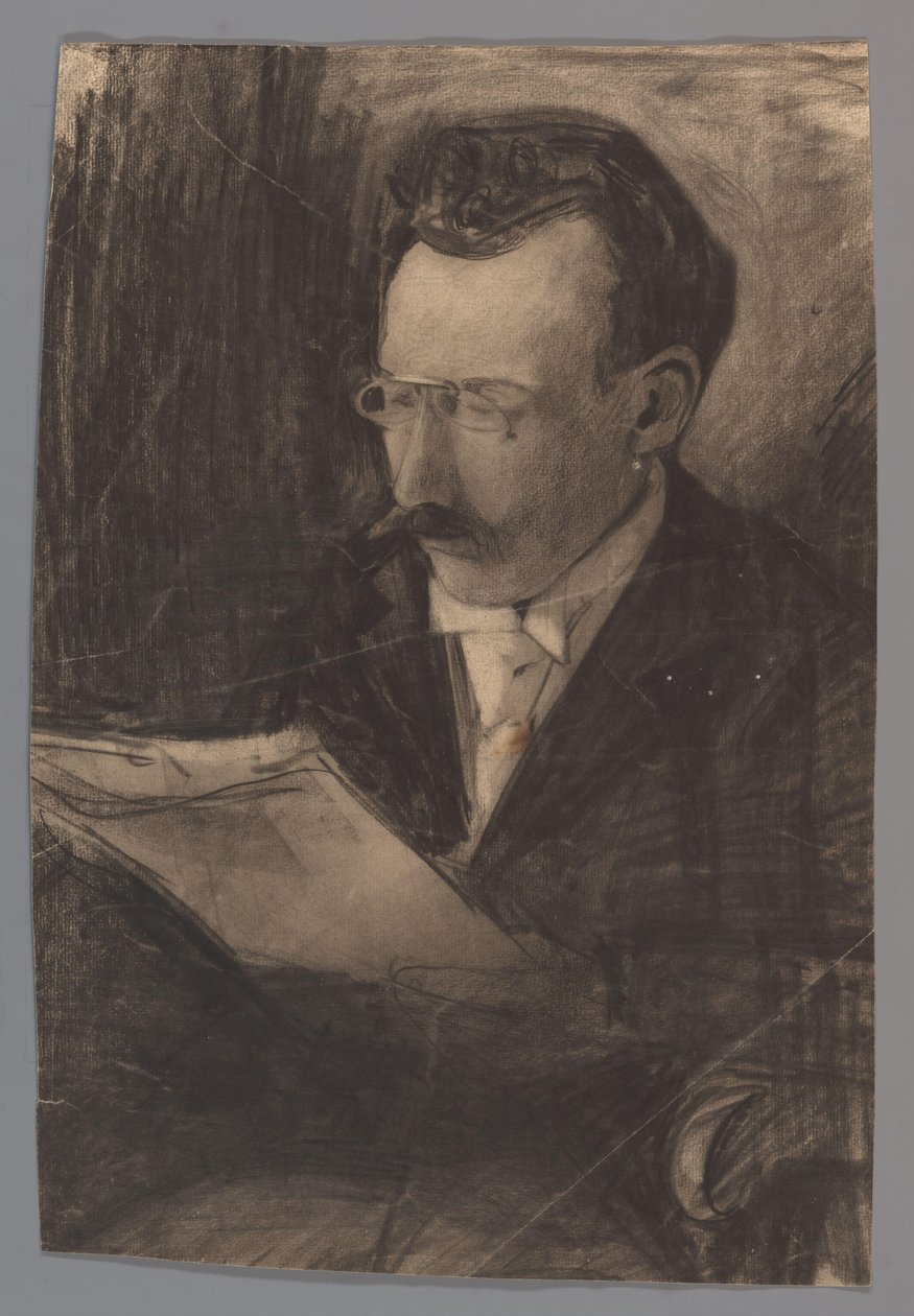 Portræt af en mand, der læser af Carel Adolph Lion Cachet