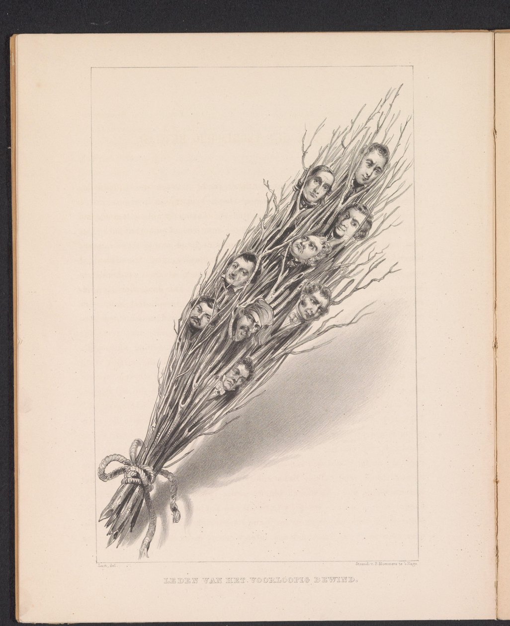 Svøbe med lederne af medlemmerne af den franske provisoriske regering, 1848 Medlemmer af den midlertidige regering (titel på objekt) af Carel Christiaan Antony Last