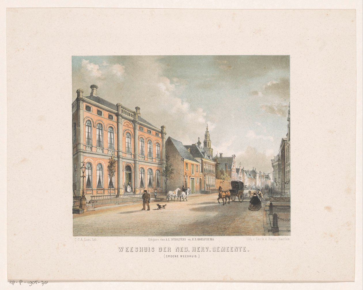 Udsigt over det grønne børnehjem i Groningen Børnehjem i Holland. rev. Kommune (Grønt Børnehjem) (titel på objekt) af Carel Christiaan Antony Last