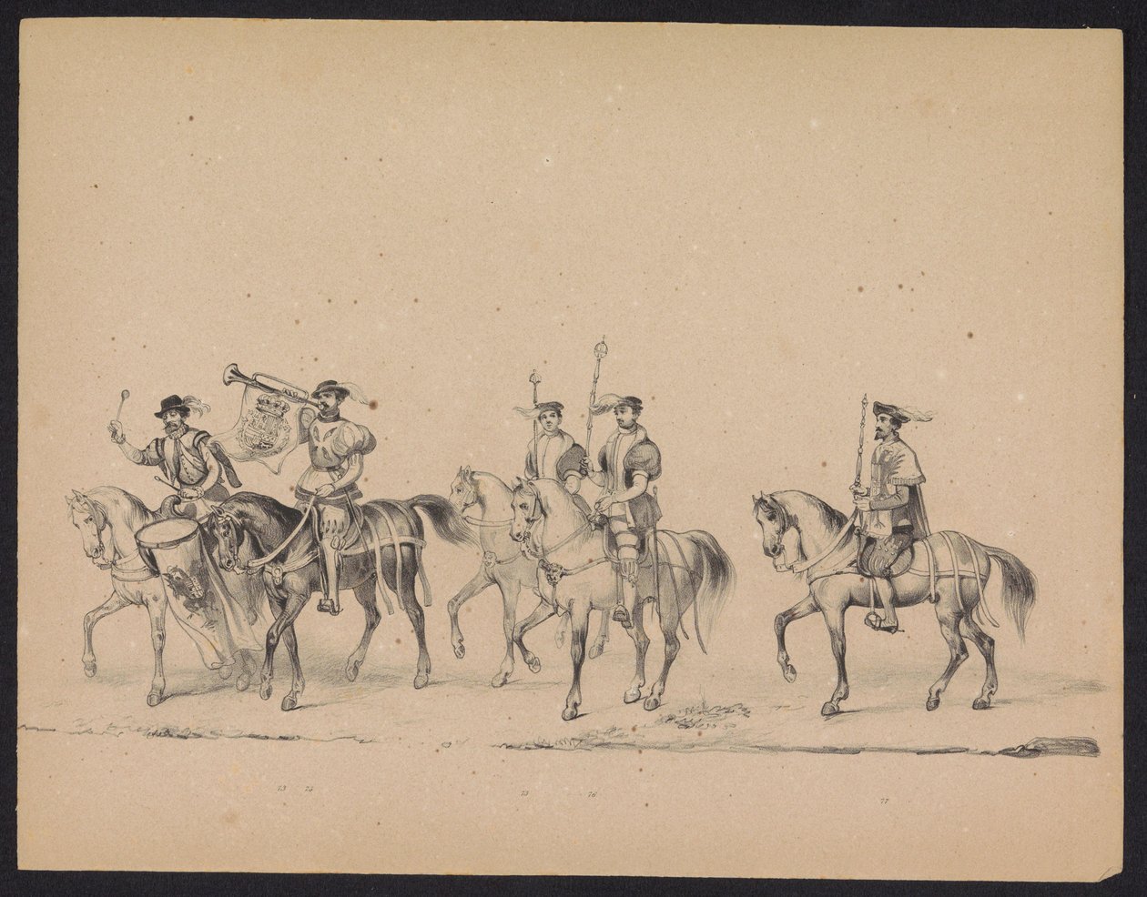 Masquerade of the Utrecht Students, 1846 (plade 13) Afbildning af den udklædte procession, der forestiller Filip II, Prins af Spaniens procession i Utrecht, 3. oktober 1549, afholdt 17. juni 1846 af H.H. Studerende fra Utrechtsche af Carel Christiaan Antony Last