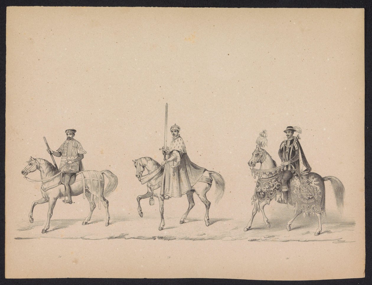 Masquerade of the Utrecht Students, 1846 (plade 14) Afbildning af den udklædte procession, der forestiller Filip II, Prins af Spaniens procession i Utrecht, 3. oktober 1549, afholdt 17. juni 1846 af H.H. Studerende fra Utrechtsche af Carel Christiaan Antony Last