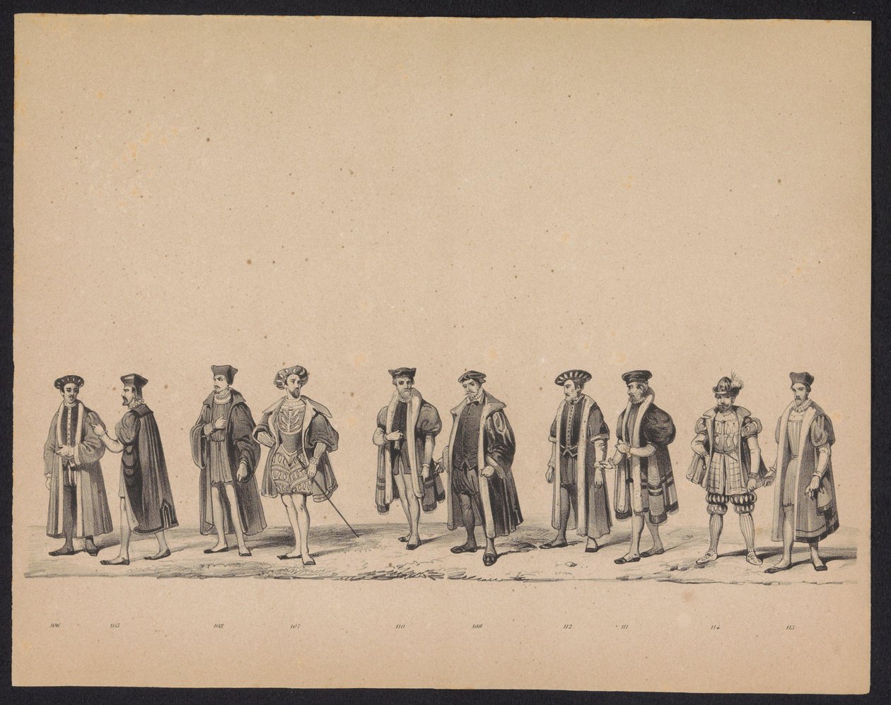 Masquerade of the Utrecht Students, 1846 (plade 19) Afbildning af den udklædte procession, der forestiller Filip II, Prins af Spaniens procession i Utrecht, 3. oktober 1549, afholdt 17. juni 1846 af H.H. Studerende fra Utrechtsche af Carel Christiaan Antony Last