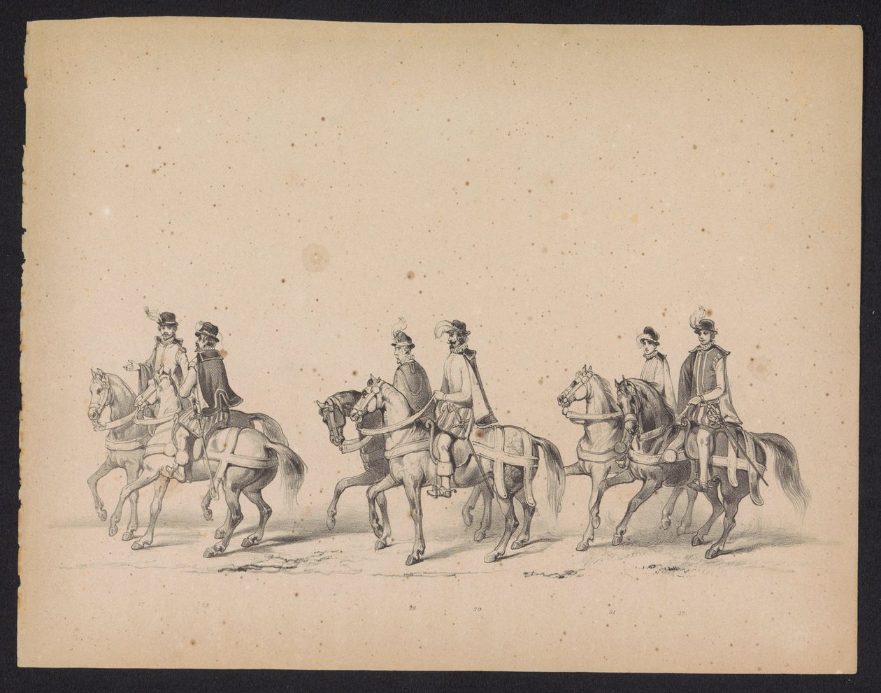 Masquerade of the Utrecht Students, 1846 (plade 5) Afbildning af den udklædte procession, der forestiller Filip II, Prins af Spaniens procession i Utrecht, 3. oktober 1549, afholdt 17. juni 1846 af H.H. Studerende fra Utrechtsche af Carel Christiaan Antony Last