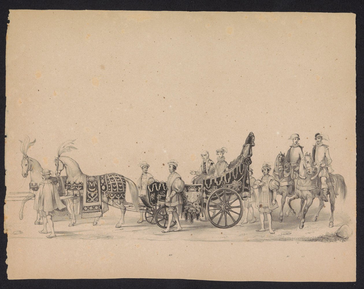 Masquerade of the Utrecht Students, 1846 (Plade 8) Afbildning af den udklædte procession, der forestiller Filip II, Prins af Spaniens procession i Utrecht, 3. oktober 1549, afholdt 17. juni 1846 af H.H. Studerende fra Utrechtsche af Carel Christiaan Antony Last
