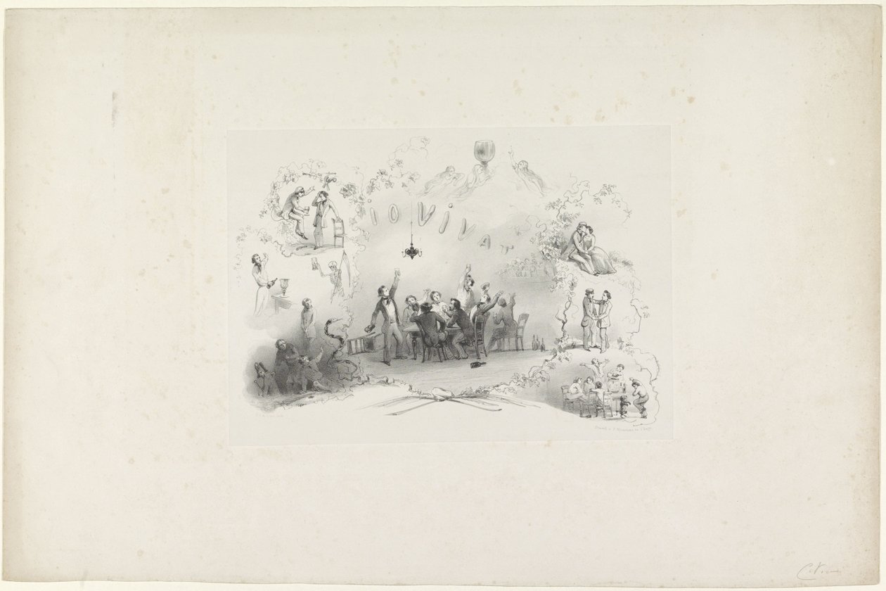 Tegnefilm fra Leiden studenteralmanak, 1849 Io Vivat (titel på objekt) af Carel Christiaan Antony Last