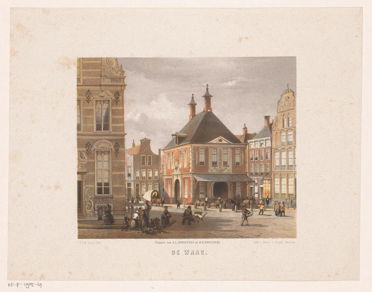 Bybillede med vejehus i Groningen The Waag (titel på objekt) af Carel Christiaan Antony Last