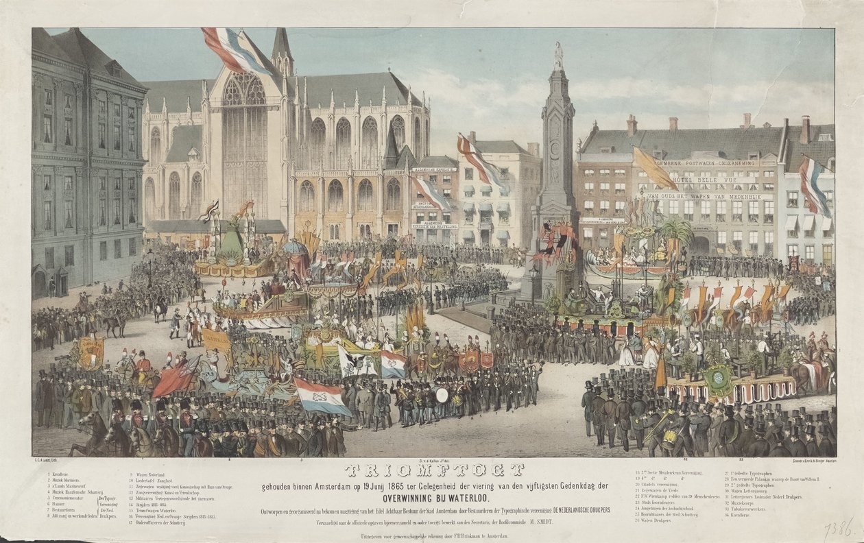 Triumf i Amsterdam den 19. juni 1865 i anledning af fejringen af ​​halvtredsårsdagen for sejren nær Waterloo (titel på objektet) af Carel Christiaan Antony Last