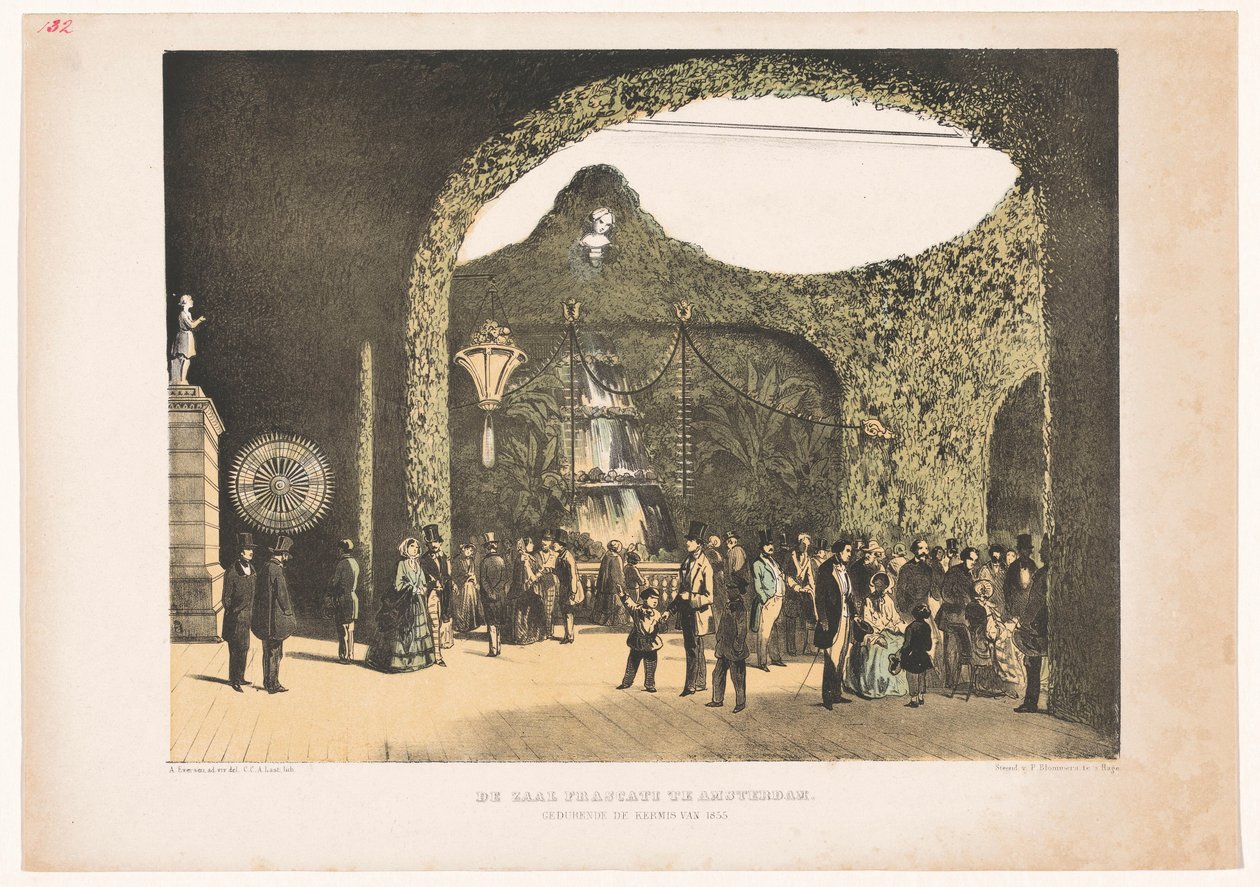 Hall i Frascati i Amsterdam 1855 Frascati-hallen i Amsterdam under messen i 1855 (titel på objekt) af Carel Christiaan Antony Last