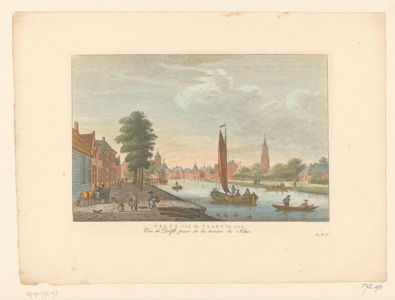 Udsigt over Amersfoort Delft van de Vaart udstillet / Vue de Delft, prize de la riviere la Schie (titel på objekt) af Carel Frederik Bendorp (I)