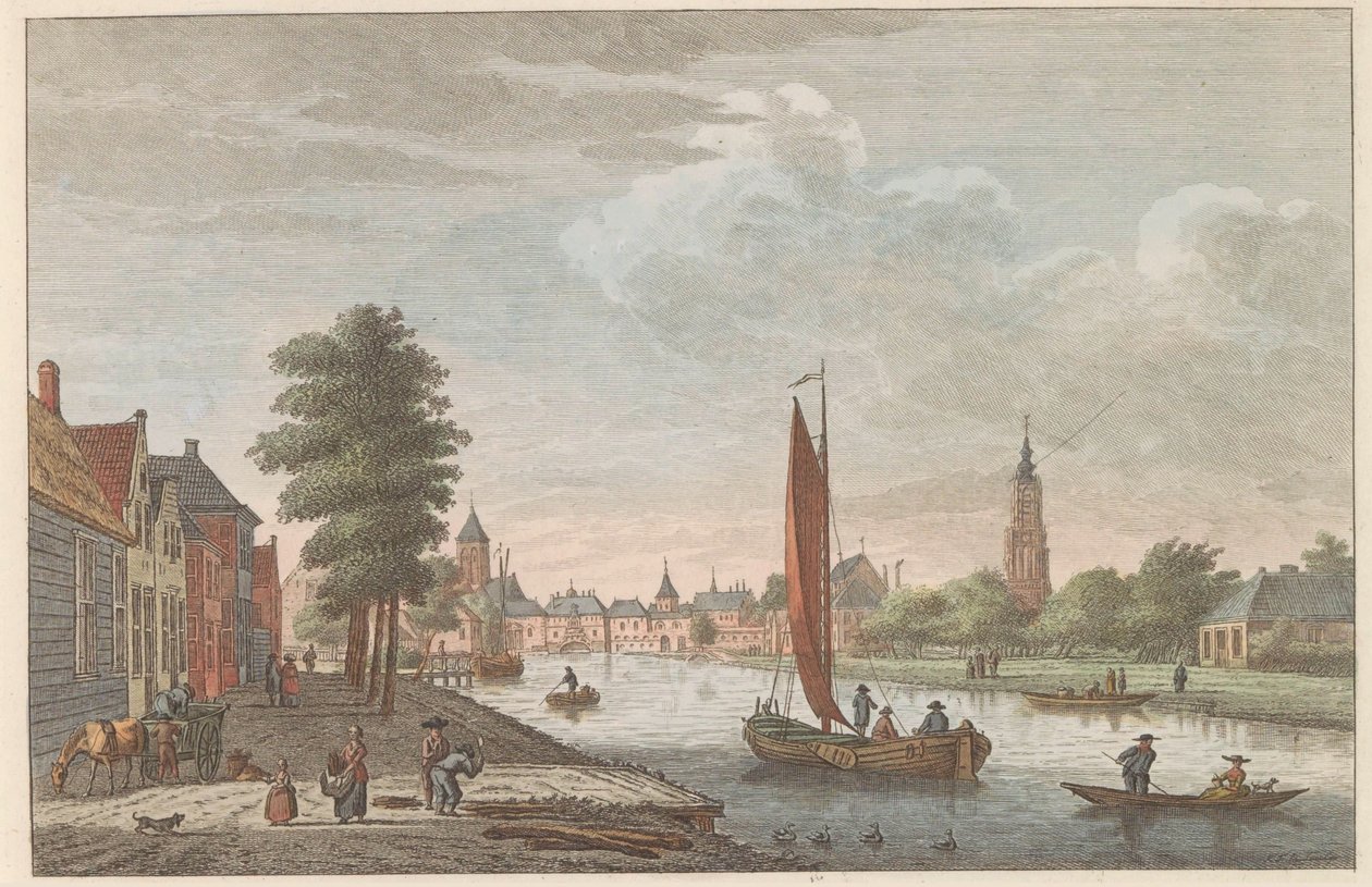 Udsigt over Amersfoort, c. 1790 Delft van de Vaart udstillet / Delft prize du Cote de la riviere dit le Schie (titel på objekt) af Carel Frederik Bendorp (I)