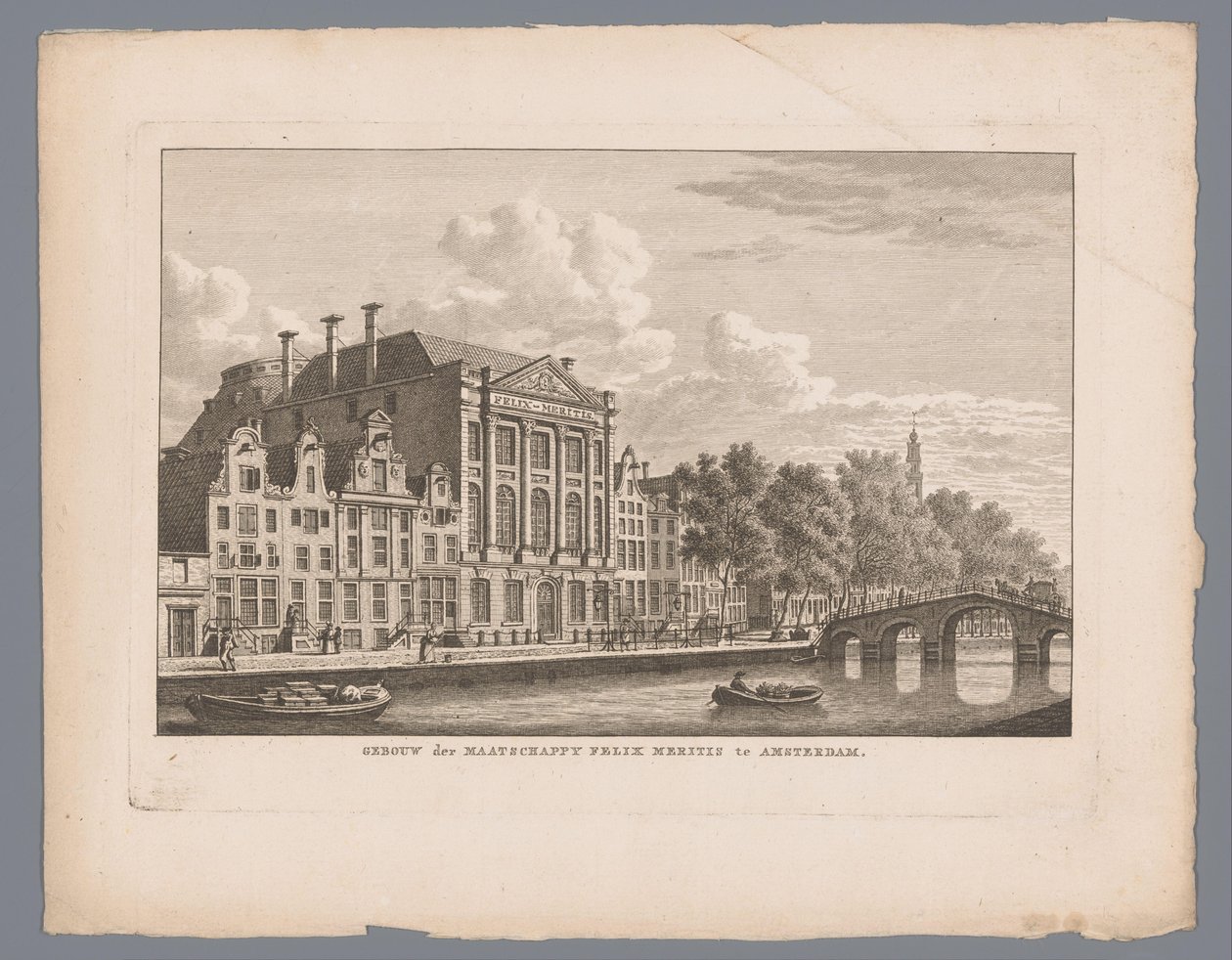 Udsigt over Felix Meritis i Amsterdam Bygning af Felix Meritis-foreningen i Amsterdam (titel på objekt) af Carel Frederik Bendorp (I)