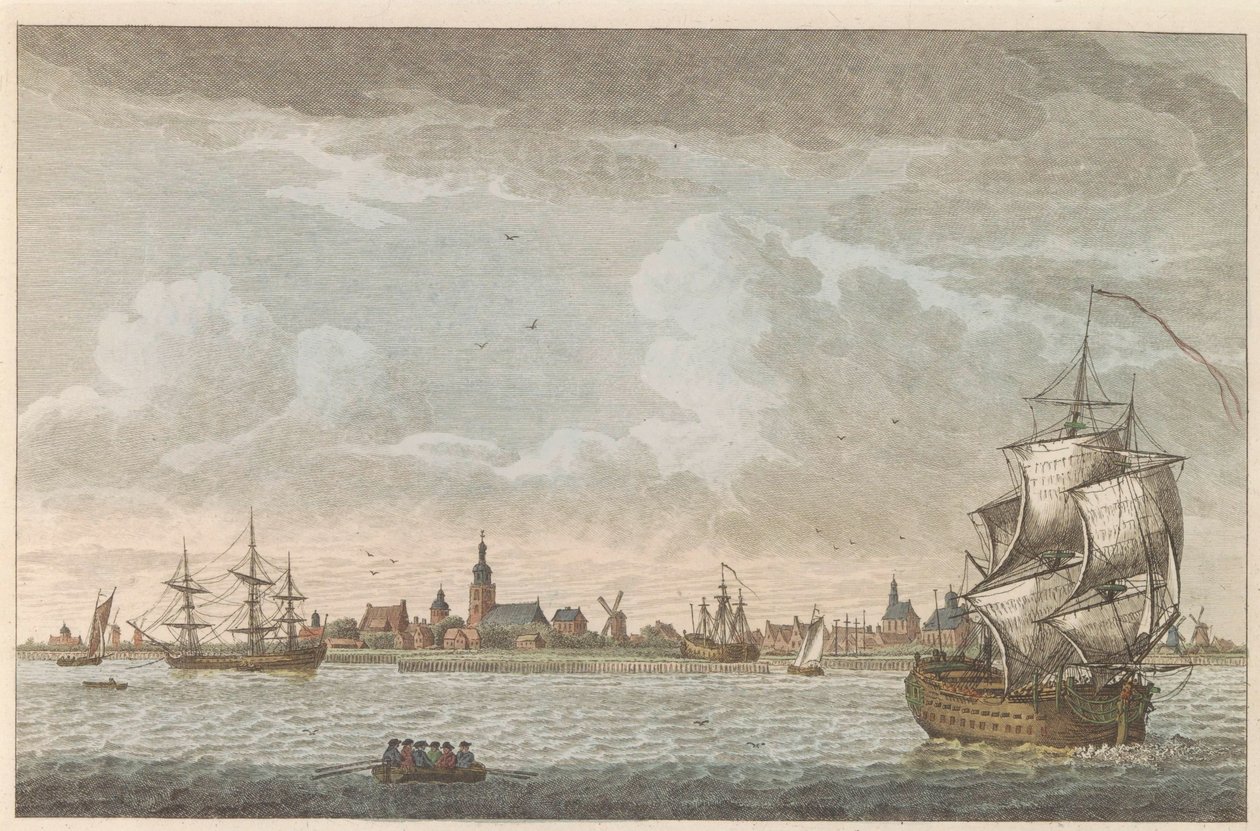 Udsigt over Hoorn, ca. 1790 Udsigt over byen Hoorn / Vue dela Ville de Horn, situee sur le bord du Zuiderzee (titel på objektet) af Carel Frederik Bendorp (I)