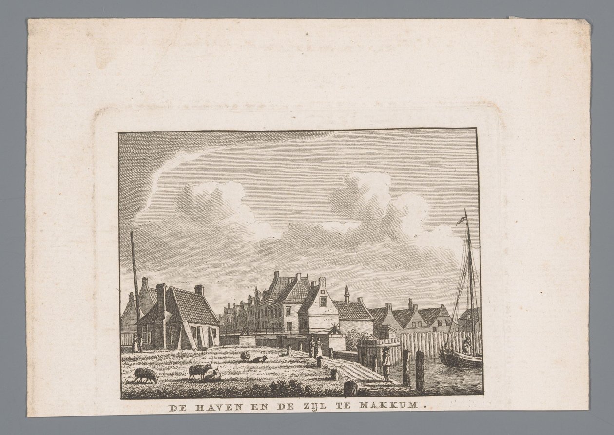 Haven en Zijl i Makkum Havnen og siden ved Makkum (titel på objektet) af Carel Frederik Bendorp (I)