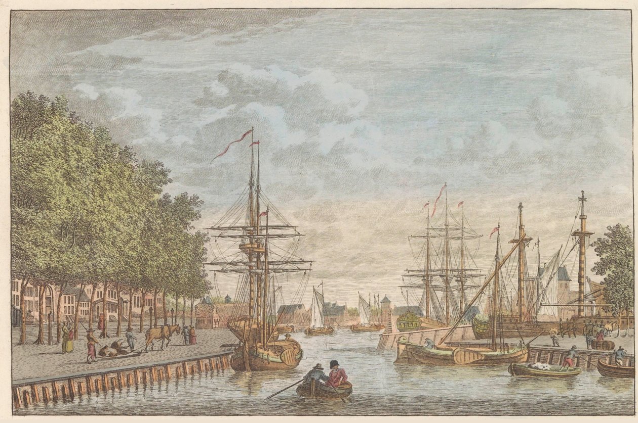 Middelburg Havn, ca. 1790 Havnen i Middelburg / Le port de Middelburg (titel på objektet) af Carel Frederik Bendorp (I)