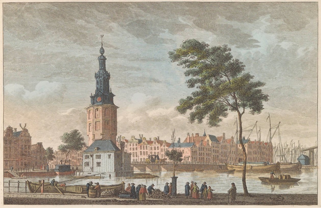 Montelbaanstoren i Amsterdam, ca. 1790 Mont-Albans Tower i Amsterdam / Tour du Mont Alban à Amsterdam (titel på objekt) af Carel Frederik Bendorp (I)