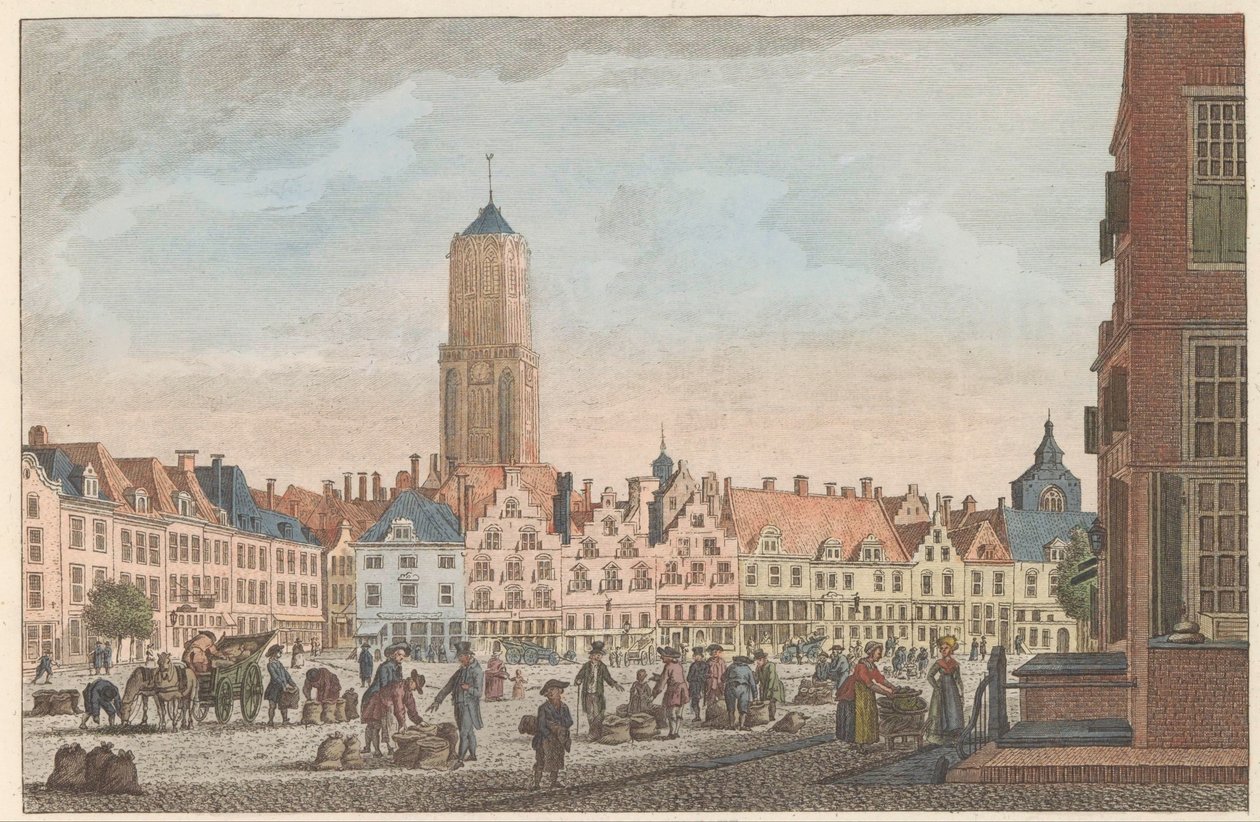 Neude i Utrecht, ca. 1790 De Neude i Utrecht / Marché dite Neude in Utrecht (titel på objekt) af Carel Frederik Bendorp (I)