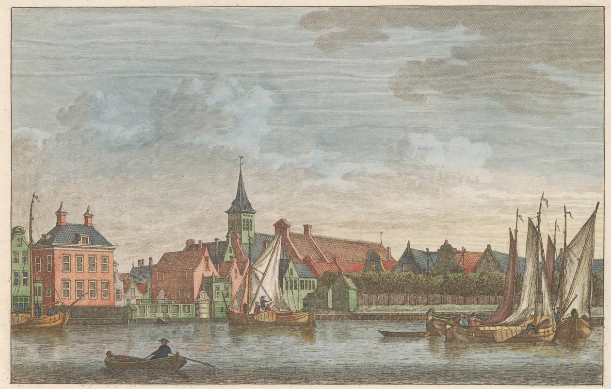 Østsiden af ​​Zaandam, ca. 1790 Kirke i Oost-Zaandam / Eglise à Oost-zaandam (titel på objekt) af Carel Frederik Bendorp (I)