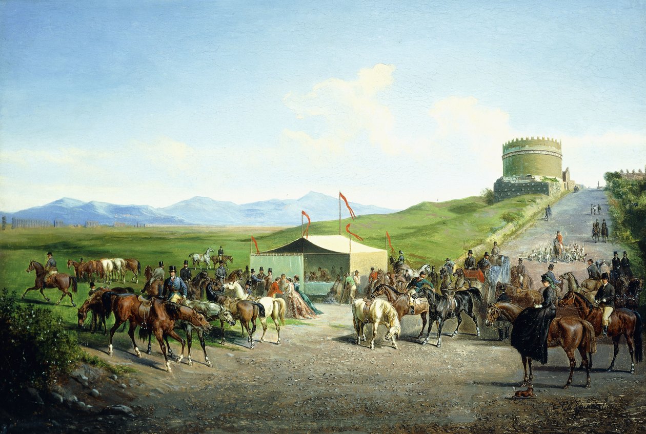 Den romerske jagt nær Santa Cecilias grav, Via Appia Antiqua af Carel Max Gerlach Anton Quaedvlieg
