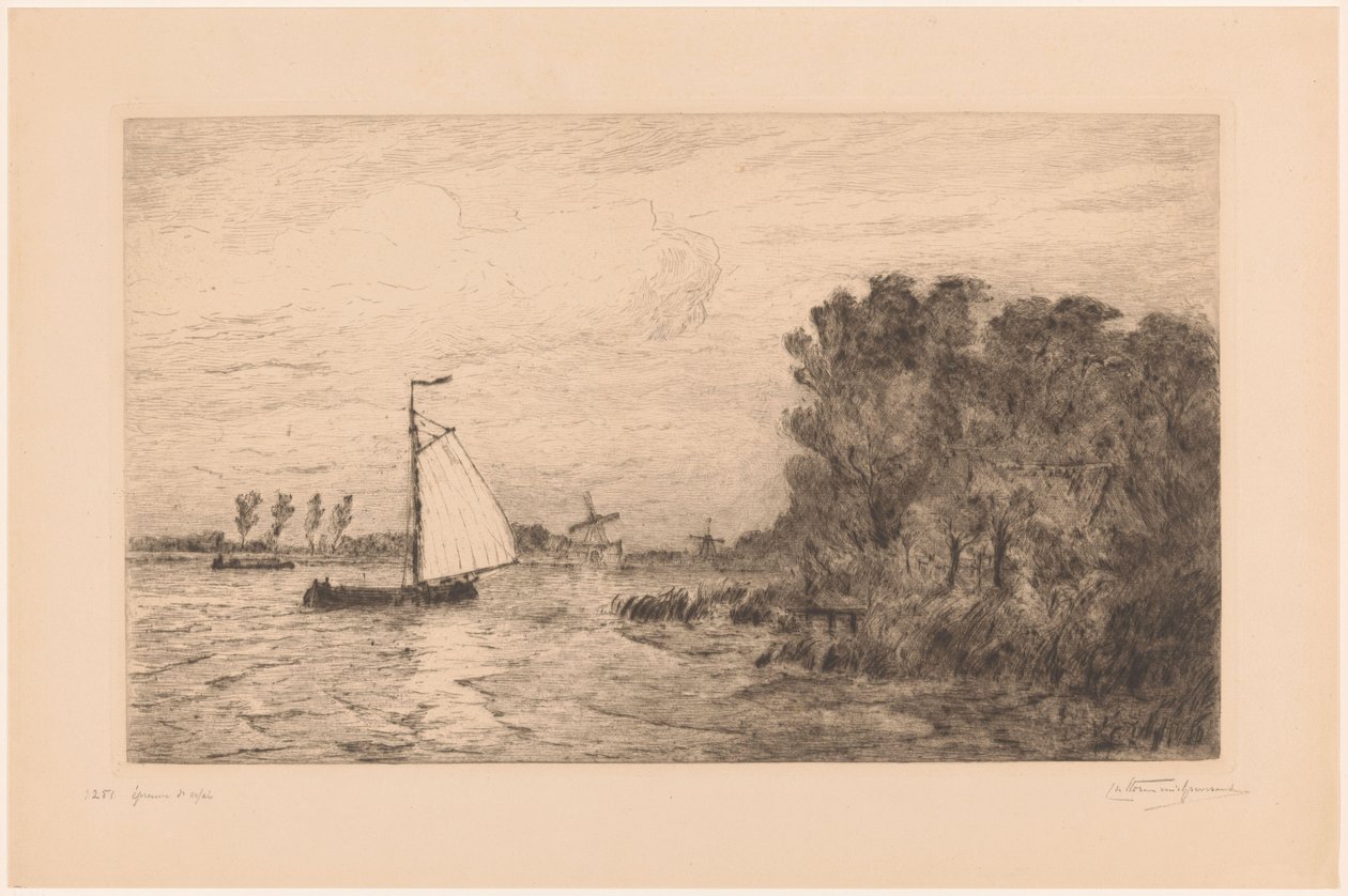 Udsigt over Vecht nær Weesp La Vecht près Weesp (original titel) af Carel Nicolaas Storm van 