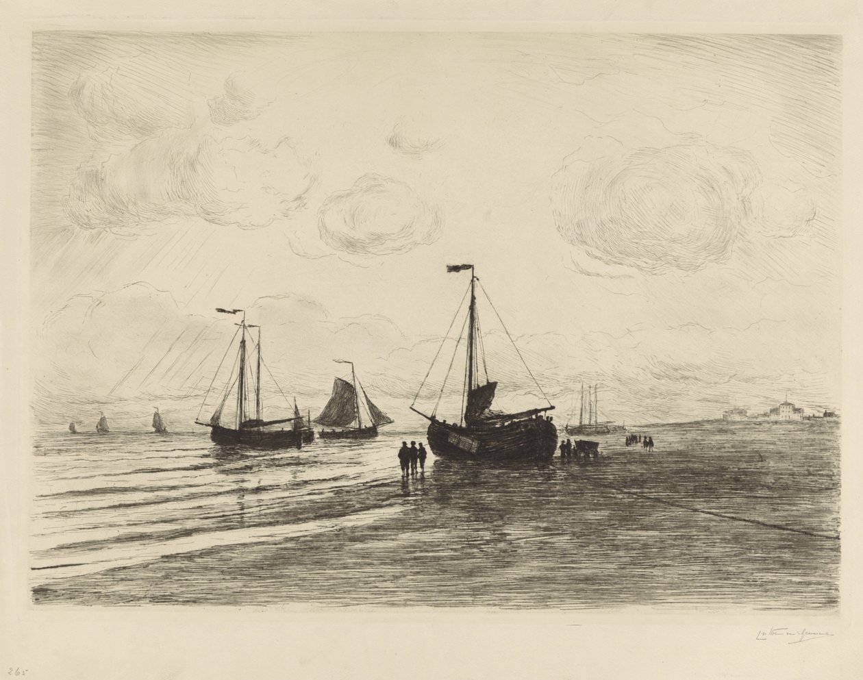 På stranden ved Katwijk af Carel Nicolaas Storm van 