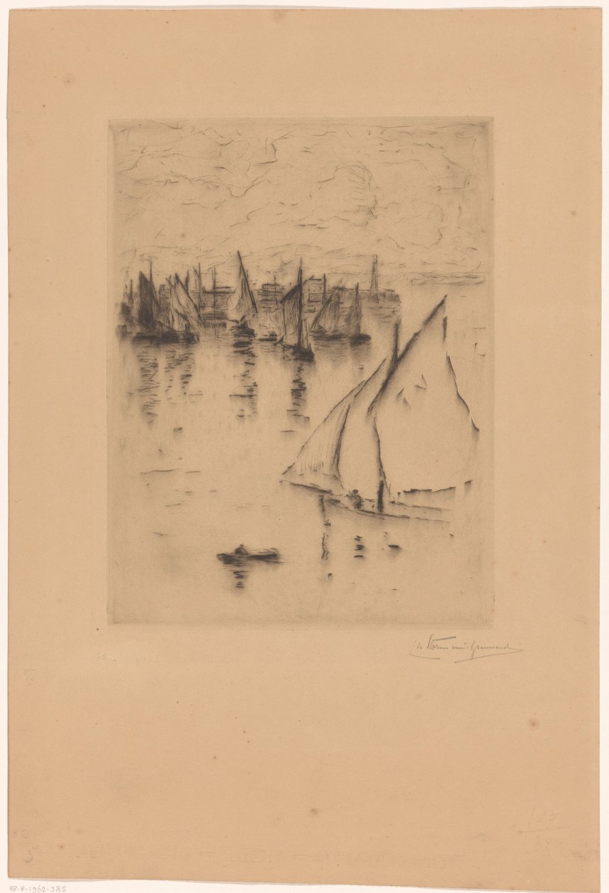 Sejlskibe til havnen i Le Havre af Carel Nicolaas Storm van 