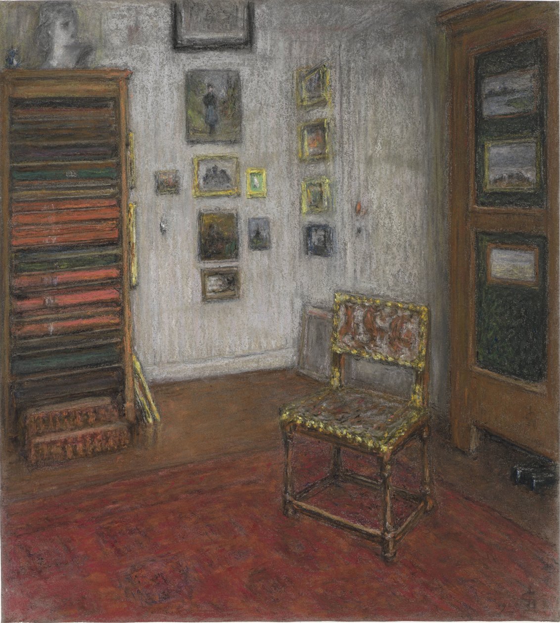 Studiehjørne med stol og kunstskab, i Haag, Nieuwe Schoolstraat 28 af Carel Nicolaas Storm van 