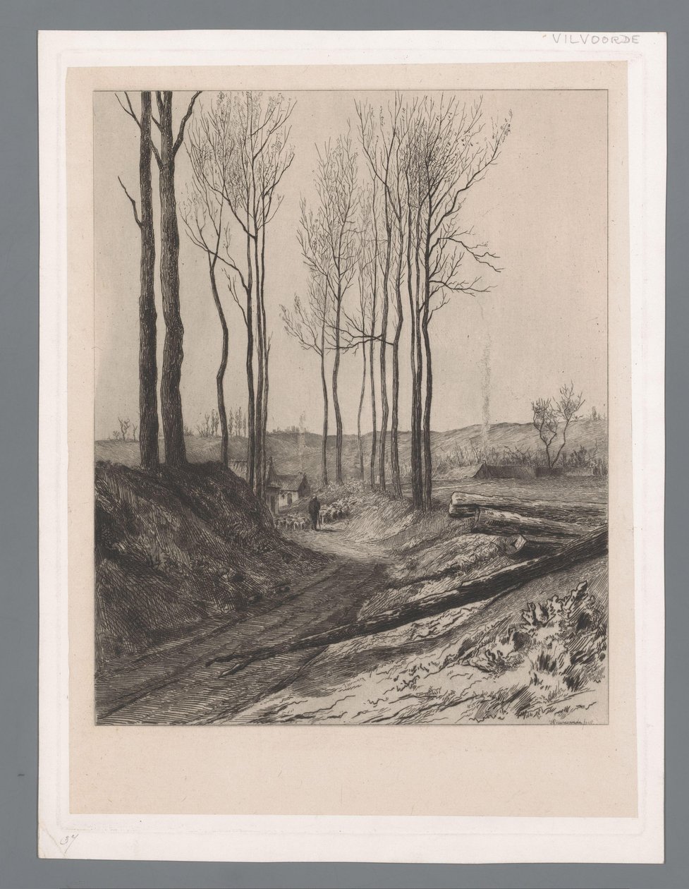 Hyrde med flok på en sunket vej nær Vilvoorde af Carel Nicolaas Storm van 