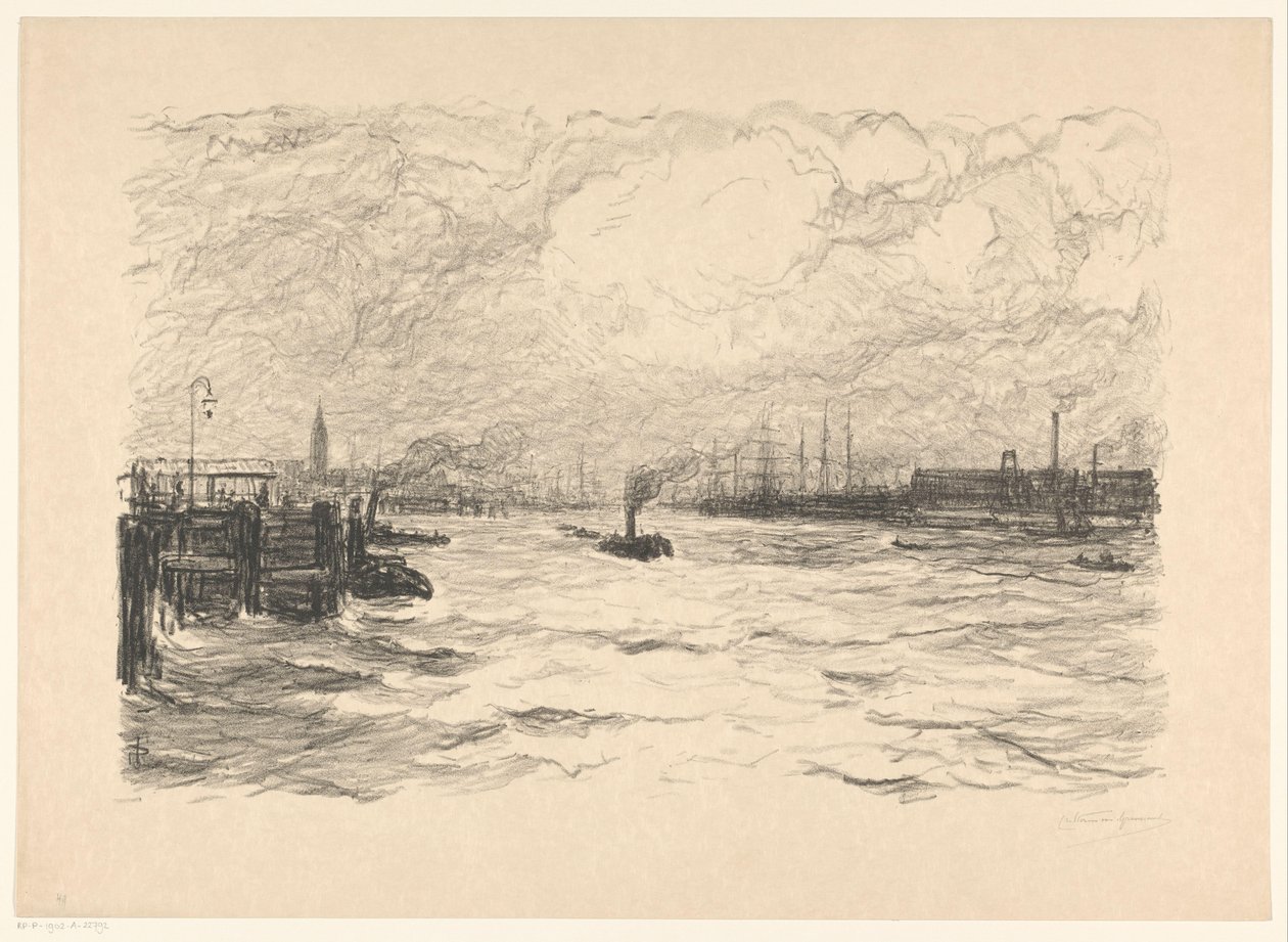 Slæbebåd i havnen i Hamborg af Carel Nicolaas Storm van 