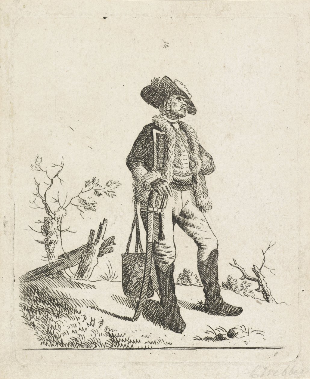 Landskab med en soldat af Carel Webbers