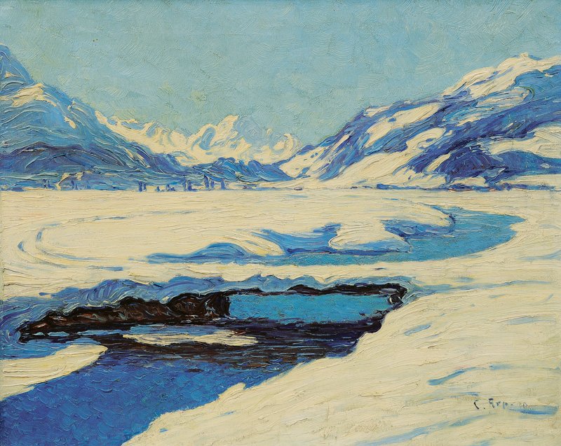 St. Moritz med Piz della Margna -bjergene fra St. Moritz og Piz della Margnan af Carl Arp