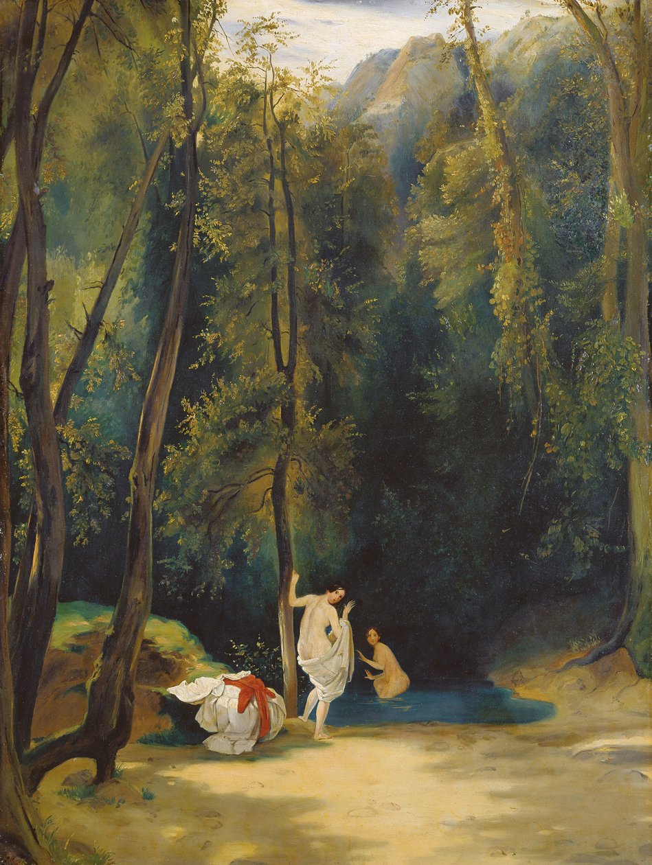 Kvinde, der bader i parken Terni af Carl Blechen