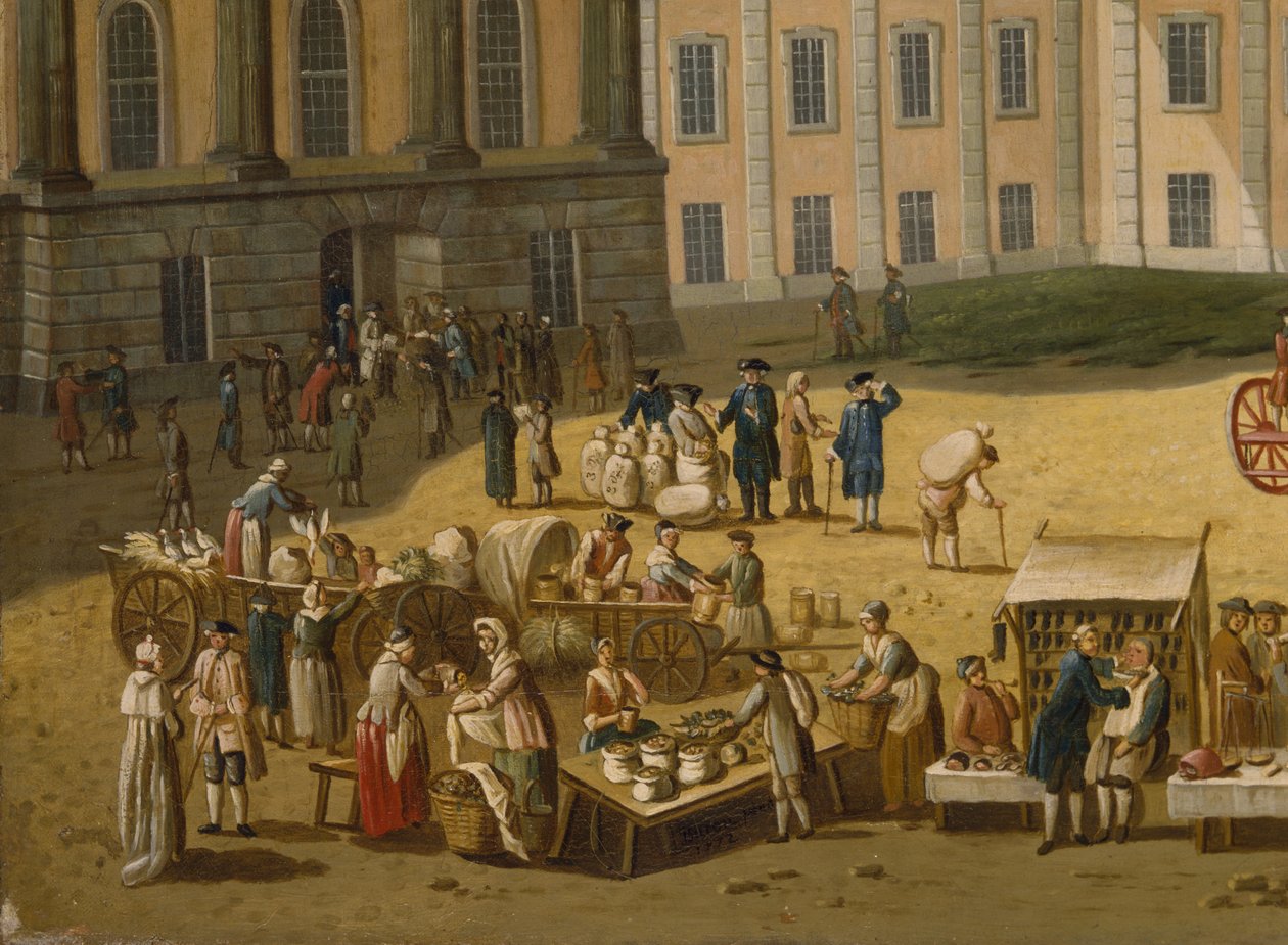 Marked på Alter Markt, Potsdam, 1772 (detalje fra 330433) af Carl Christian Baron