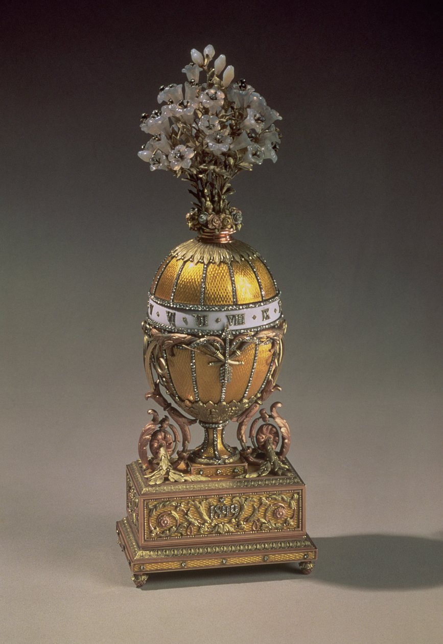 Påskeæg i form af en vase med blomster, 1899 (metal og emalje) af Carl Fabergé