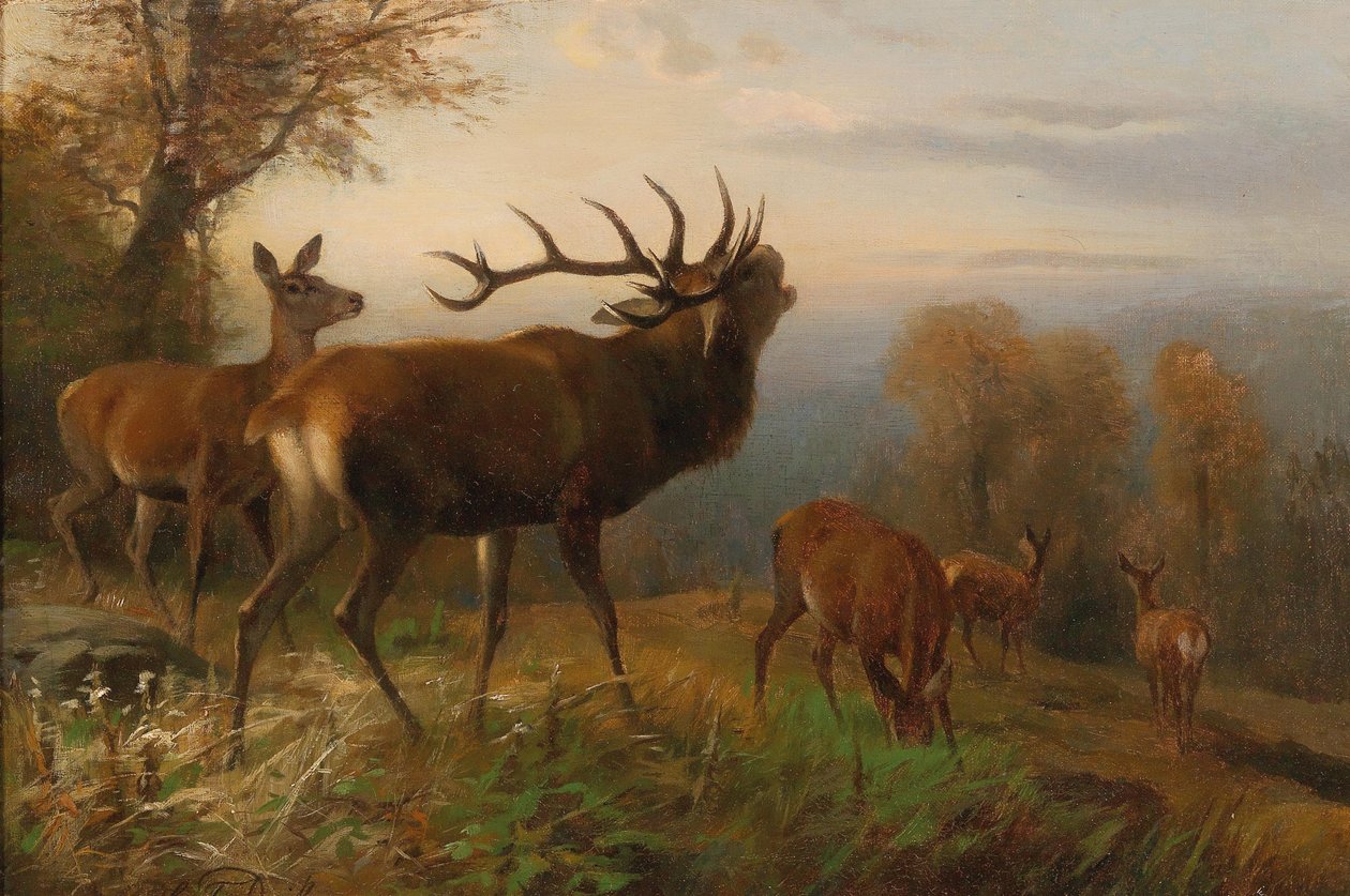 Besætning med kronhjort af Carl Friedrich Deiker