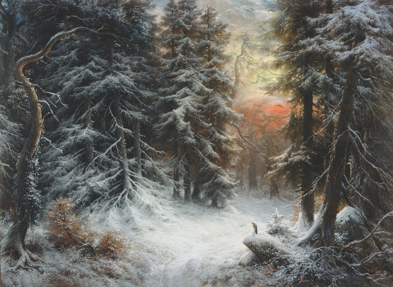 Snescene i Schwarzwald, 1800-tallet af Carl Friedrich Wilhelm Trautschold