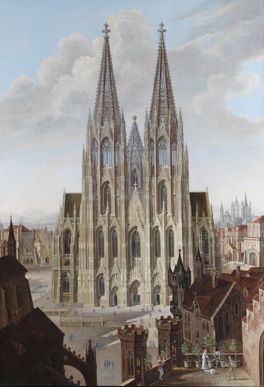 Udsigt over den vestlige facade af Kölnerdomen af Carl Georg Enslen
