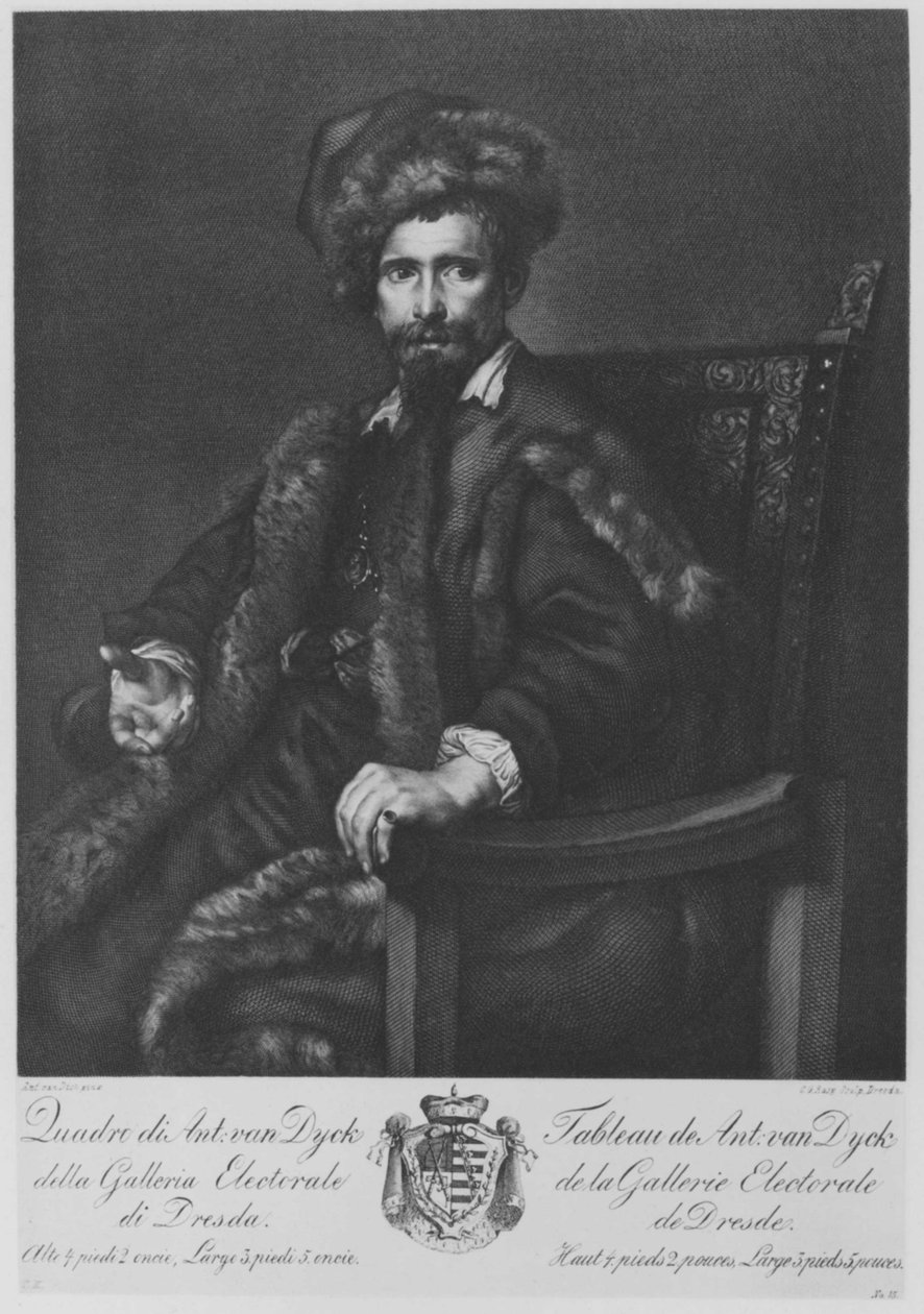 Portræt af en herre i pels (prins Rhodokanakis-Giustiniani af Chios) af Carl Gottlieb Rasp