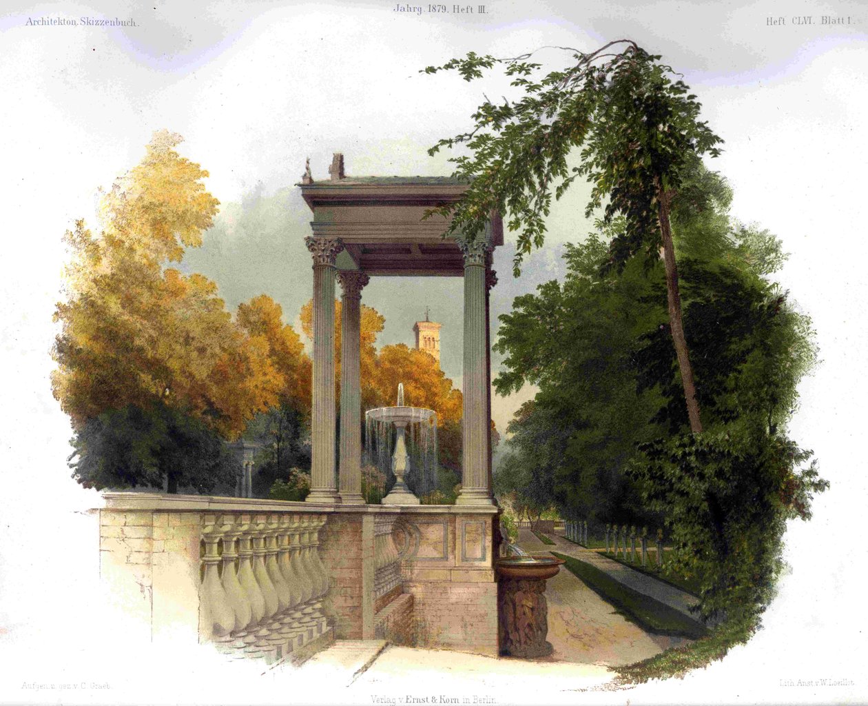 Springvandsanlæg i Sanssouci, Potsdam af Carl Graeb