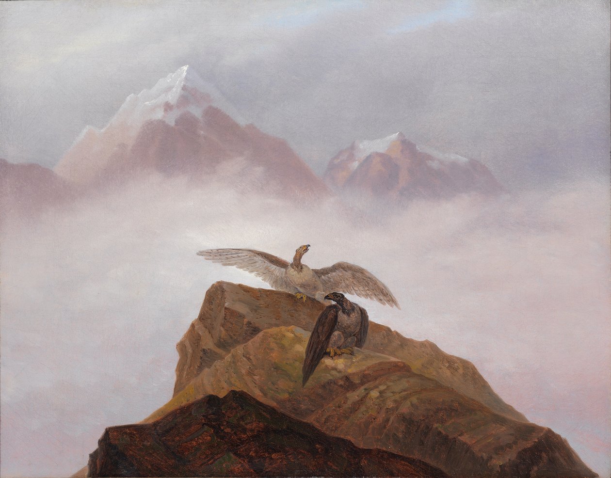 Fantasi fra alpine verden. Ørne, der redder på et alpine horn af Carl Gustav Carus