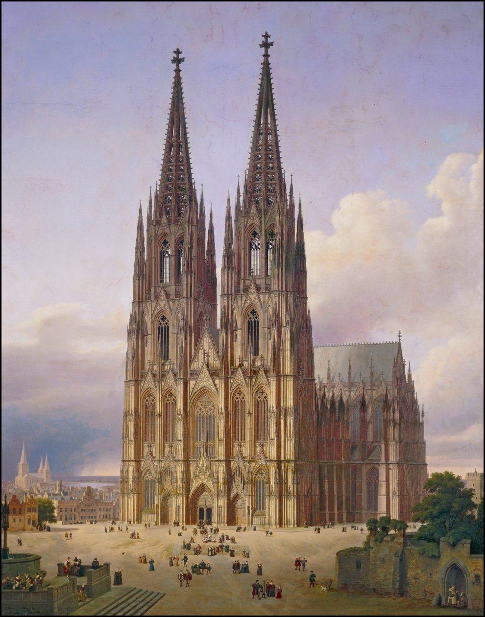Ideel udsigt over Köln -katedralen fra sydvest af Carl Georg Adolph Hasenpflug