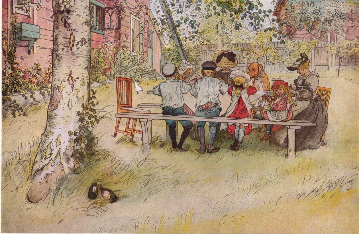 Morgenmad under den store birk af Carl Larsson
