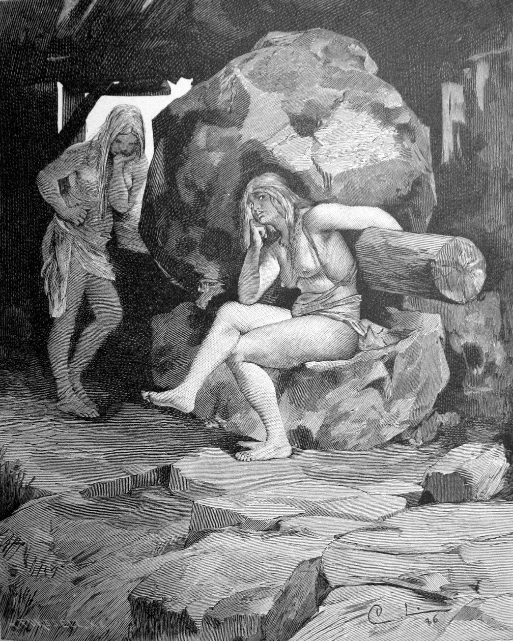 Fenja og Menja ved Grotte møllen af Carl Larsson