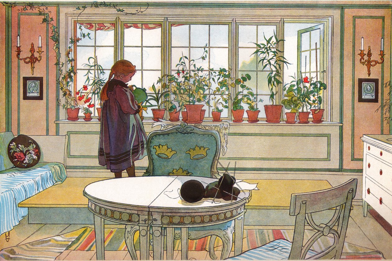 Blomster i vindueskarmen af Carl Larsson