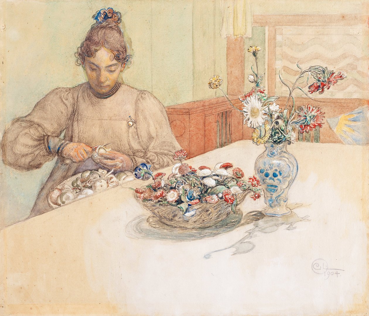 Karin skræl æbler af Carl Larsson