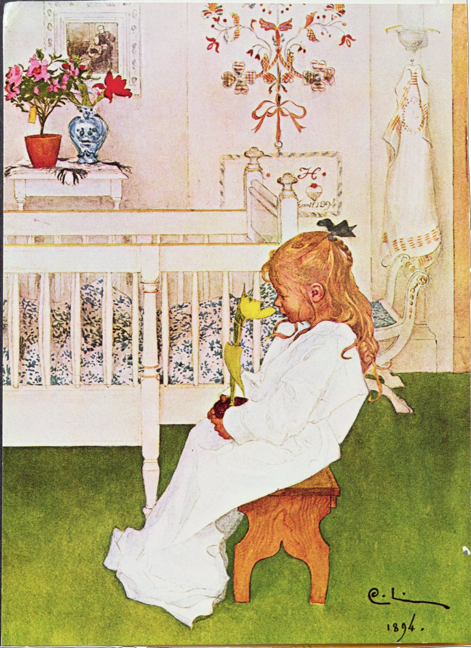Lisbeth med en gul tulipan af Carl Larsson