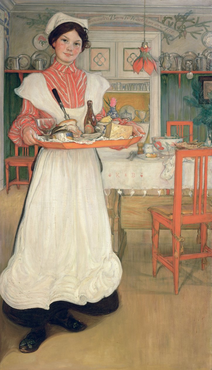 Martina bærer morgenmad på en bakke, 1904 af Carl Larsson