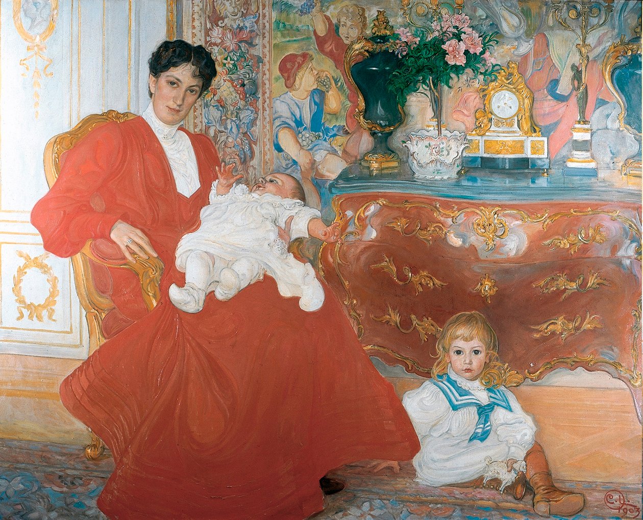 Fru Dora Lamm og hendes to ældste sønner af Carl Larsson