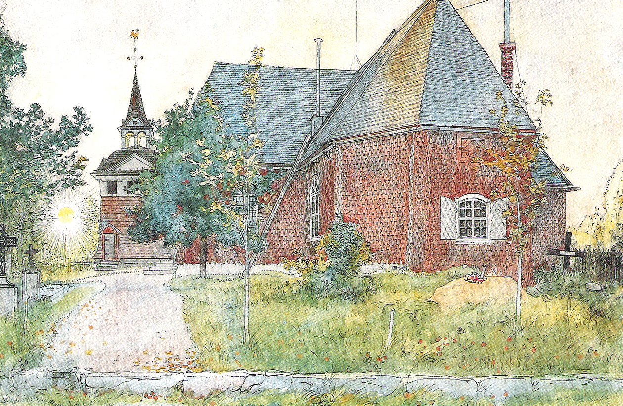 Sundborns gamle kirke af Carl Larsson