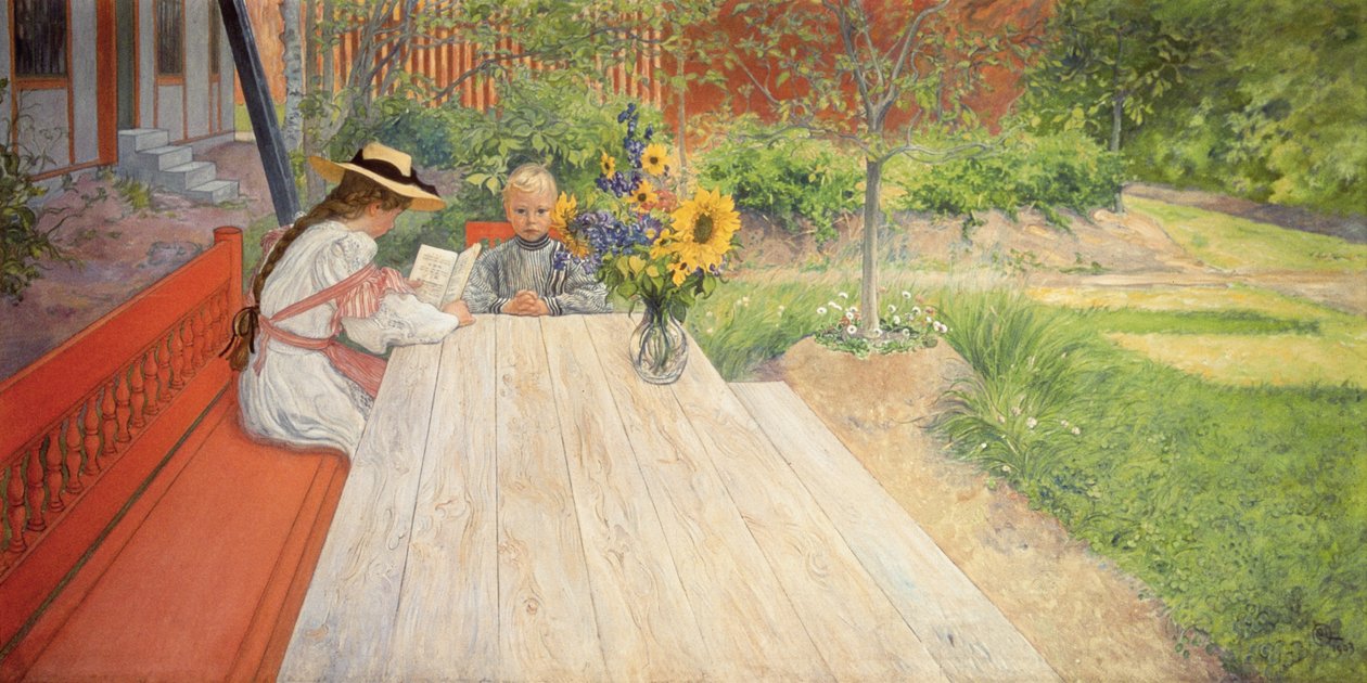 Den første lektion, 1903 af Carl Larsson