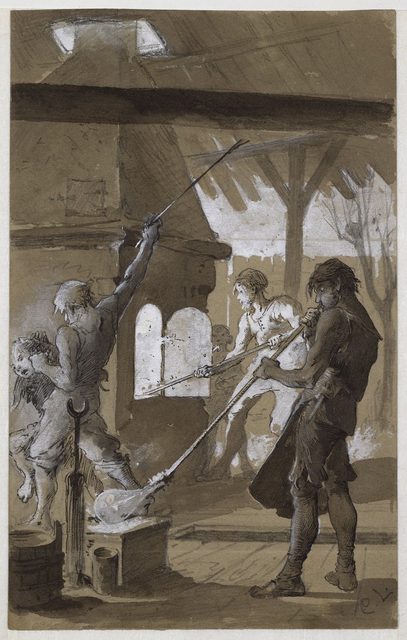The Glassblowers (pen og blæk med vask på papir) af Carl Larsson